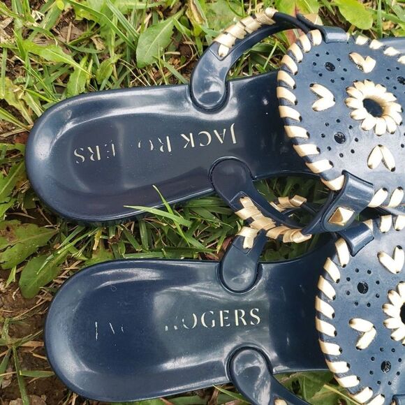 Jack Rogers Womens Georgica Jelly Sandals Slide Size 7 Beachy Vacation Navy Blue - Picture 12 of 12